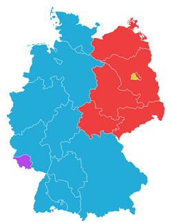 Mapa de la división de Alemania tras la Segunda Guerra Mundial destacando las zonas de ocupación soviética