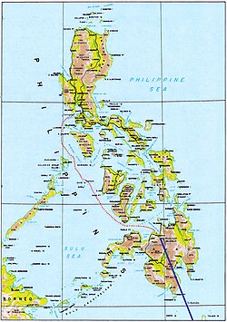 Mapa de la ruta de escape de MacArthur de Filipinas
