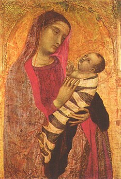 Madonna con niño, obra fechada en 1319 considerada la primera creación conocida de Ambrogio Lorenzetti.