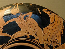 Luchadores de pankration en la antigua Grecia