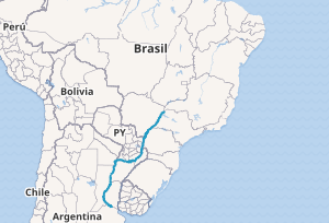 Mapa del curso y cuenca del río Paraná