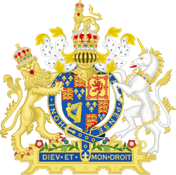 Escudo de armas usado en Inglaterra y Gales desde 1603