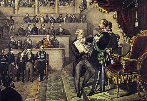 Juramento de Víctor Manuel II en el Palacio Madama de Turín