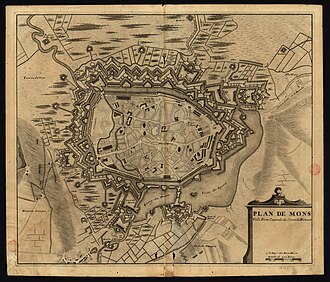 Plano histórico de la ciudad fortificada de Mons