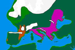Mapa esquemático de los refugios europeos durante el Último Máximo Glacial.