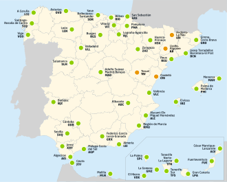 Mapa de la red de Aena en España