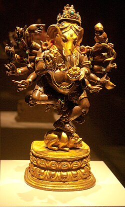 Estatua tibetana en bronce del dios Ganesha