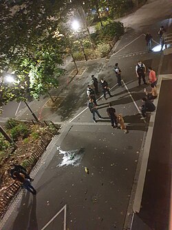 Intervención de un equipo de policía equipado con armas de electrochoque.