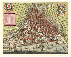 Mapa histórico de Róterdam en 1690