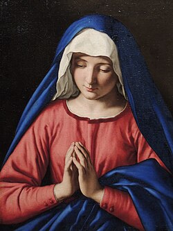 Representación clásica de la Virgen María rezando