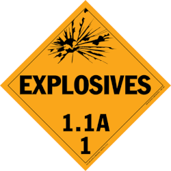 Señal de precaución para el transporte y almacenamiento de materiales explosivos
