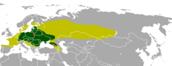 Mapa de distribución histórica del bisonte europeo