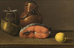 Bodegón con Salmón, limón y vasijas de Luis Meléndez