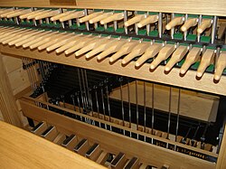 Consola de un carillón con teclado de bastones y pedalera