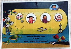 Emblema de un jardín de infantes en Mar del Plata