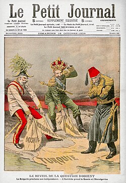 Portada del periódico Le Petit Journal sobre la crisis bosnia