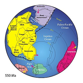 Continentes y océano de Jápeto, hace 500 millones de años