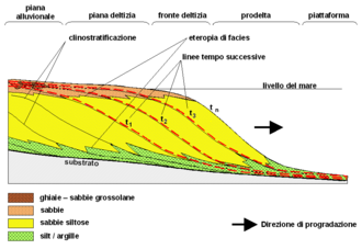 Sección longitudinal de un delta