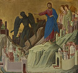 Duccio, La tentación de Cristo en la montaña