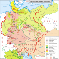 Mapa de despliegue y avance de tropas austriacas y prusianas