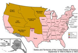 Mapa de la Cesión Mexicana y el Compromiso de 1850.