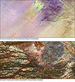 Comparación de imágenes de satélite y radar del Sahara