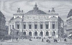 La Ópera de París en 1875 según un grabado de la época