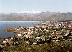 Una vista de la ciudad de Beirut en el año 1900, con el monte Líbano nevado al fondo.