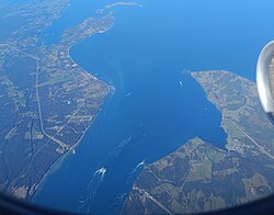 Vista aérea del canal de Chacao