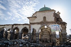 Fotografía de los daños y saqueos sufridos en la Gran Mezquita de al-Nuri en Mosul.