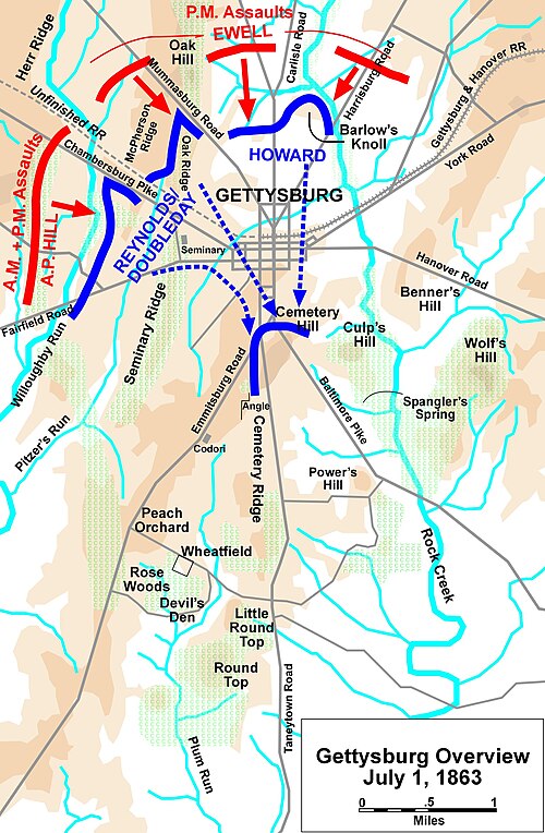 Mapa táctico del primer día de la batalla