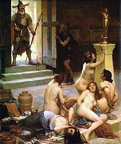 Pintura de Paul Jamin titulada Brenno y su parte del botín