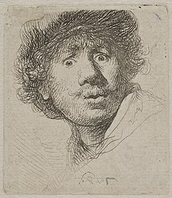 Autorretrato con capa y ojos muy abiertos