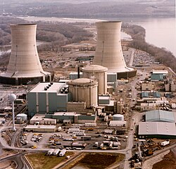 Vista aérea de la central nuclear de Three Mile Island