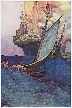 Bucaneros atacando un galeón español