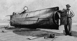 El CSS H. L. Hunley, un submarino de la época de la Guerra Civil estadounidense.