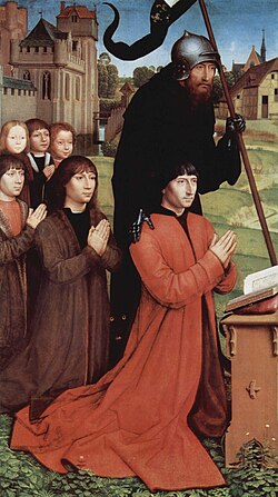 Panel masculino del Tríptico de Wilhelm Moreel por Hans Memling.