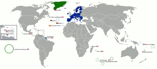 Mapa de los territorios de la Unión Europea