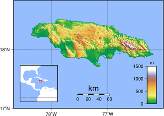 Mapa físico de Jamaica