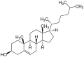 Representación de la estructura química del colesterol