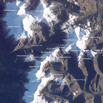 Mapa de ubicación del túnel en la cordillera Blanca
