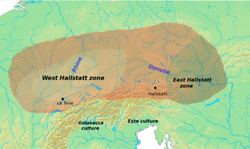 Representación de artefactos y contexto de la cultura de Hallstatt
