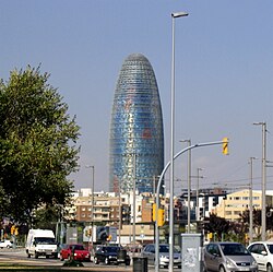 Detalle de la Torre Agbar en Barcelona