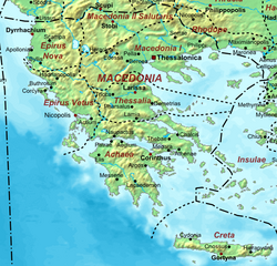 Ubicación de Acaya dentro de la diócesis de Macedonia
