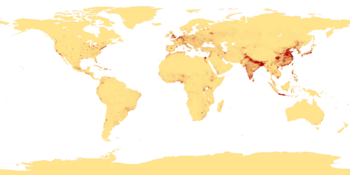 Representación gráfica de la distribución de la población mundial.