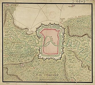Mapa histórico de las fortificaciones de Haguenau en 1700
