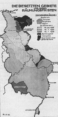 Mapa de las zonas ocupadas a finales de 1923