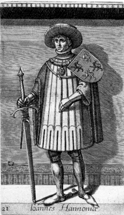 Grabado histórico del siglo XVI que representa a Juan I de Henao.