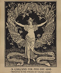 Grabado de Walter Crane titulado Una Guirnalda para el Primero de Mayo