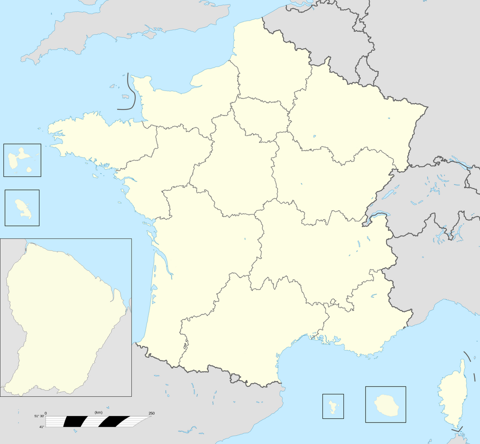 Mapa general de las regiones de Francia desde 2016